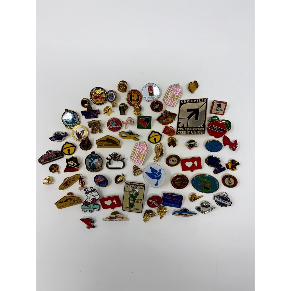 Lot of 69 Vintage Lapel Pins Enamel Tennessee Goodwill Games Travel Organization
